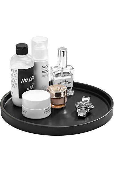 Generic Round Resin Tray, Black, Minimalist, Multi-purpose, Waterproof, Easy ...