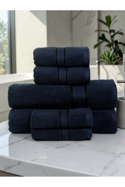 Generic Baltic Linen - 6 Pcs Towel Set, VELURA, 100% Cotton, 550 GSM, Navy Bl...