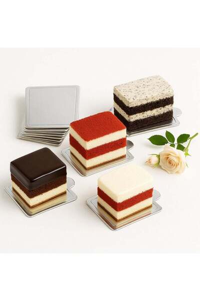 Generic Silver Rectangular Cake Board – 10×6 cm | Stylish Cake Slice Display ...