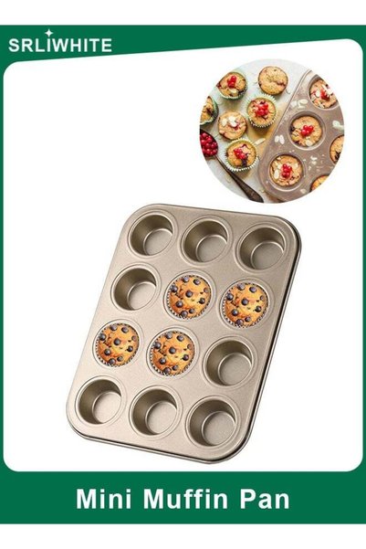 Generic 12 Cup Muffin Nonstick Pan, Carbon Steel Baking Tin for Cupcakes, Muf...