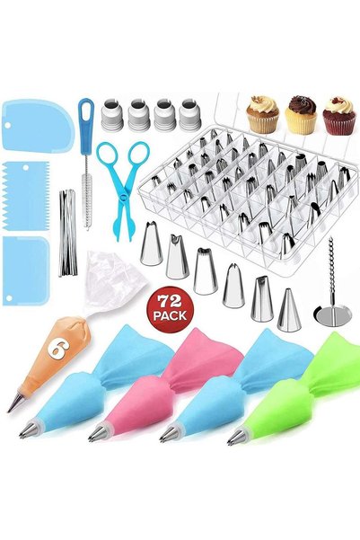 Generic 72-Piece Cake Decorating Kit – Stainless Steel Nozzles, Silicone Past...