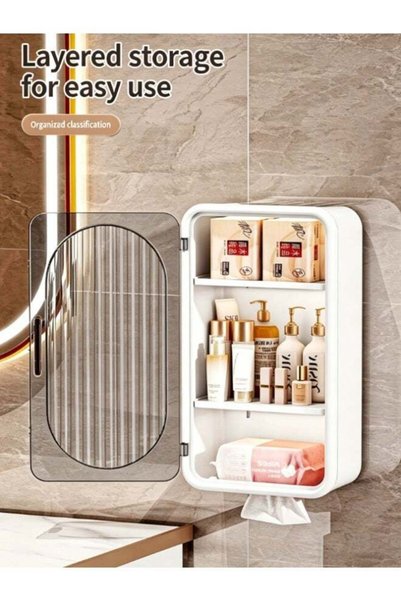 Generic No Drill Wall Mount Tissue Holder Cabinet, Luxury Gold Handle Dust Pr...