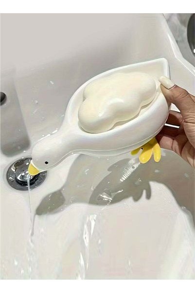Generic Duck-Shaped Soap Box, Oval Bathroom Drain Tray with Anti-Puddle Desig...