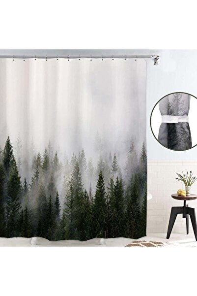Generic Shower Curtain Misty Forest, Fantasy Fog Magic Tree with Storage Belt...