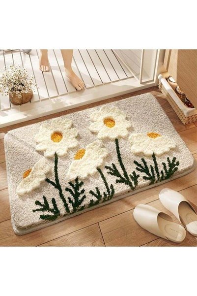 Generic Fluffy Absorbent Flower Bathroom Rug Washable, 32" x 20" Bath Mat for...