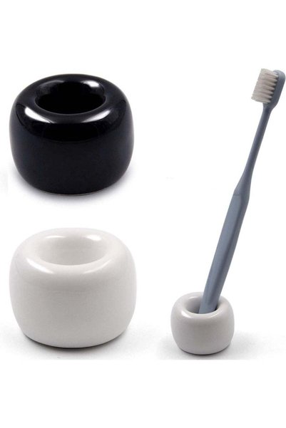 Generic 2-Piece Ceramic Toothbrush Holder for Razor, Cosmetic Brush, Pen, Sty...