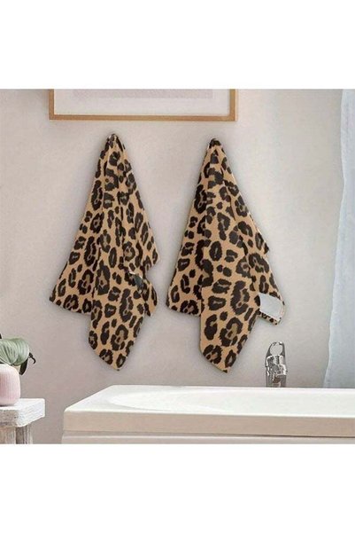 Generic 2pcs Ultra-Soft Leopard Print Hand Towels, Absorbent & Decorative Kit...