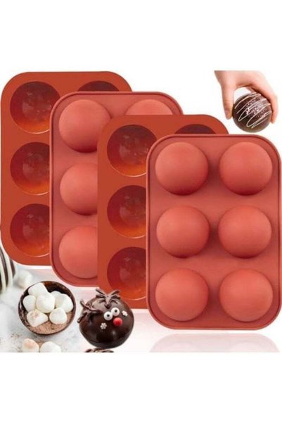 Generic 4 Pack Hot Chocolate Bomb Silicone Molds, 6-Cavity 2 Inch Half Sphere...