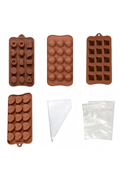 Generic 4PCS Chocolate Molds / Candy Molds with 100PCS Piping Bag & 30 PCS Pa...
