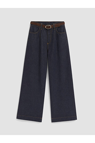 LC Waikiki Rmz Gi̇yi̇m Farkiyla Wide Leg Girls' Jeans with Belt