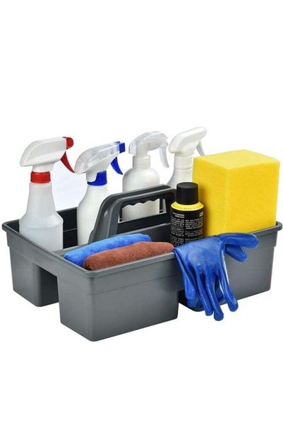Generic Cleaning Supply Caddy with Handle Versatile Plastic Storage Bin for H...