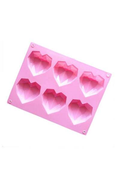 Generic 6-In-1 Heart Shape Silicone Mold For Baking Mousse Cake Pink 22 x 17 ...