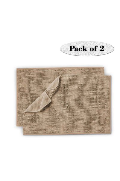 Generic Set of 2 Chenille 50 x 80 cms Non Slip Extra Soft Floor Rugs Mocha / ...