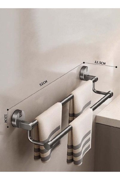 Generic Non-Drilling Suction Cup Type Towel Rack with Anti-Rust Aluminum, 2 T...