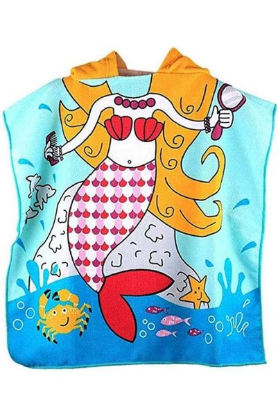 Generic 1Pcs Cartoon Mermaid Printed Hooded Towel Soft Towel Super Absorbent ...