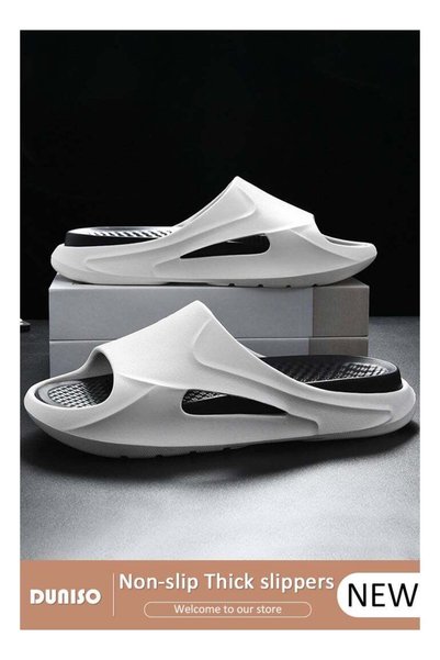 Generic Slipper for Men Thick Sole Non-Slip Bath Slippers Open Toe Shower Sli...