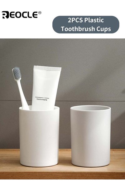 Generic 2PCS Bathroom Tumbler Cup Set Reusable Unbreakable Toothbrush Cups Ea...