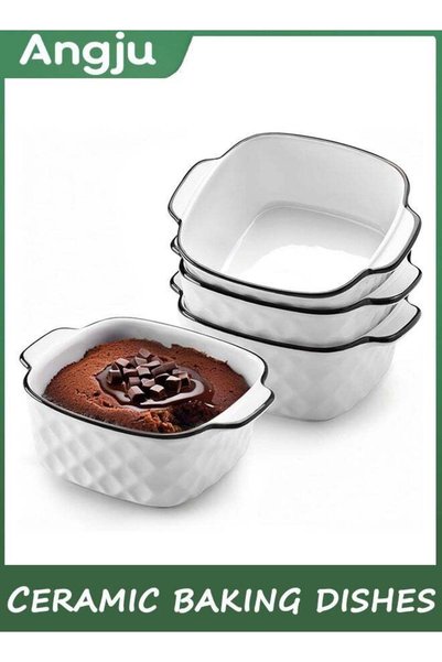 Generic Ceramic Baking Dishes Set of 4, Square Baking Dishes - Diamond Design...