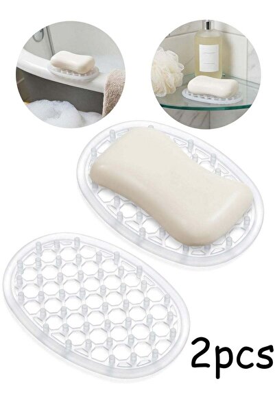 Generic 2Pcs Silicone Soap Dish, Bar Soap Holder Non-Slipwith Efficient Drain...