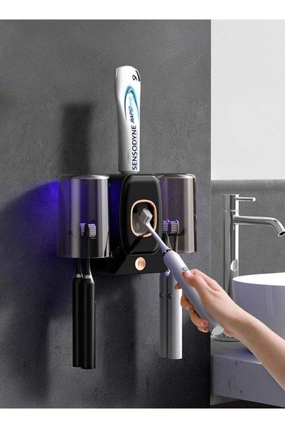 Generic Toothbrush Holder Wall Mounted, with Disinfection lamp, Self Adhesive...