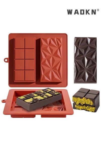 Generic 2 Sets of Deep Square Chocolate Bar Molds with 1 Inch Thickened Desig...