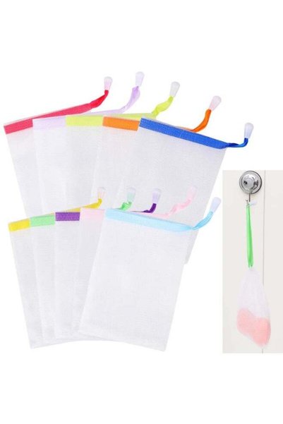 Generic 10 Pcs exfoliating mesh soap bags, double-layer thickened foam mesh s...