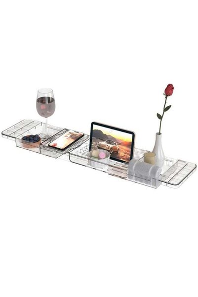 Generic Luxury Acrylic Bathtub Tray, Expandable Bath Shelf Over Tub, Clear Ba...