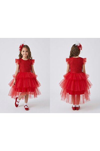 MİSS RONA KİDS Girl's Tulle Layered Dress Fluffy Special Occasion and Birthda...