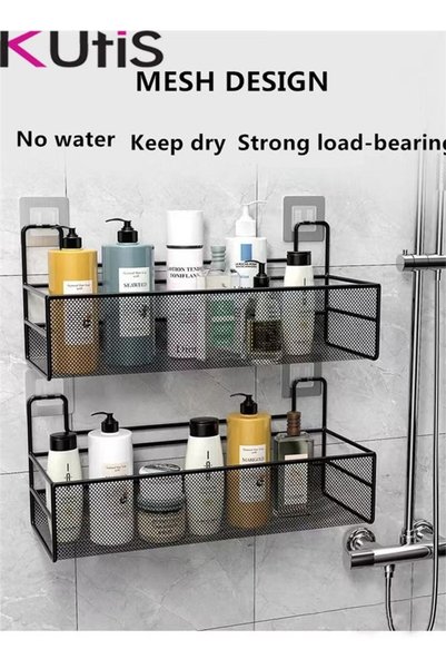 Generic 2-Pieces Bathroom Shelf Shower Shampoo Soap Organizer Wall Mounts Sto...