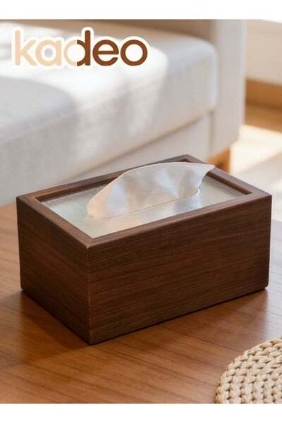Generic Wood Tissue Box Cover with Transparent Lid, Rectangle Tissue Holder, ...