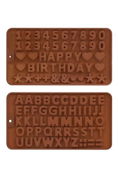 Generic 2 Pcs Letter and Number Silicone Molds, Alphabets and Numbers Chocola...