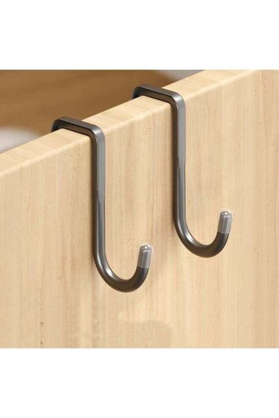 Generic Black double S-shaped hook stainless steel door drawer cabinet hangin...