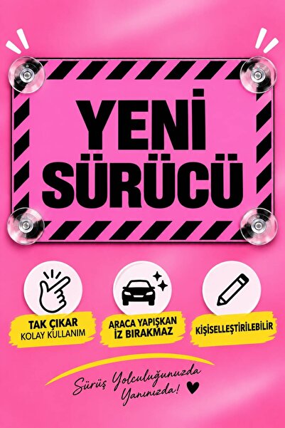 MEGBUY YENİ SÜRÜCÜ Yazılı Acemi Sürücü Araba Cam Süsü Oto Aksesuar Vantuzlu C...