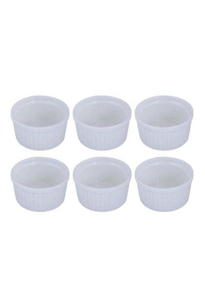 Generic 6-Piece H.P Lined Ramekin Set Ivory 6.8x3.5cm