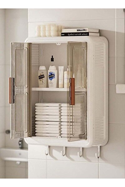 Generic Large Capacity No Drilling Bathroom Storage Shelf Wall-Mounted Bathro...