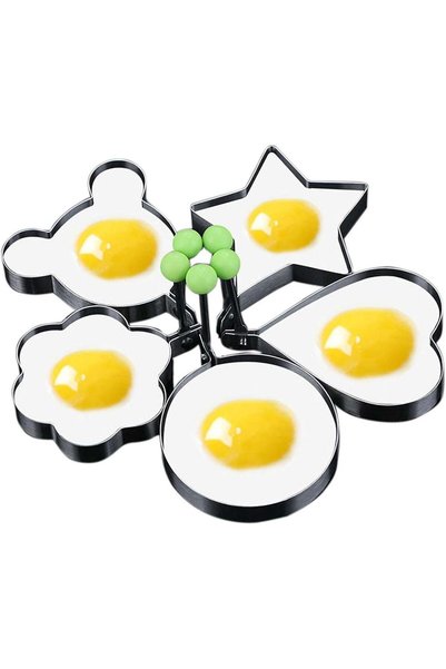 Generic 5 Pack Stainless Steel Egg Ring Molds, Assorted Shapes, Silver
