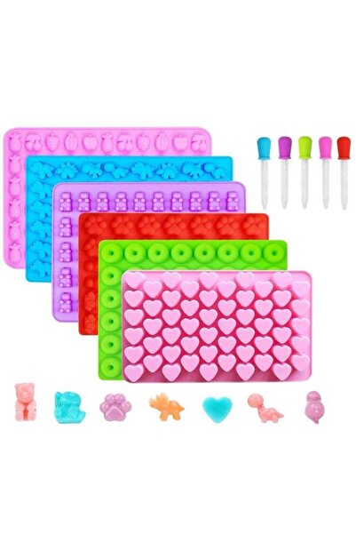 Generic Bear Candy Molds, 6 Pack Gummy Molds with 5 Droppers, Non-stick Silic...