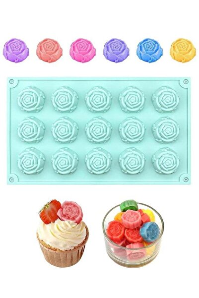 Generic Multi-Purpose Rose Silicone Mold, 15 Cavity Food Grade Baking Mold fo...