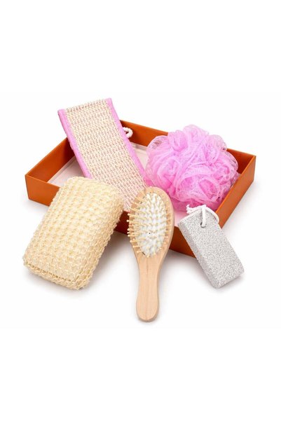 Generic Bath Kit Set with Loofah Back Scrubber, Pink Bath Sponge, Pumice Ston...