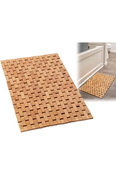 Generic Natural Bamboo Foldable Bath Mat, Non-Slip Wooden Shower Floor Mat, 1...