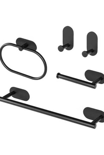 Generic 5-Pieces Matte Black Bathroom Hardware Set , Includes Adhesive Toilet...