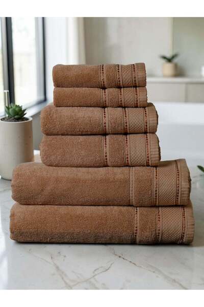 Generic Baltic Linen - 6 Pcs Towel Set, Delic, 100% Cotton, 550 GSM, Brown, 2...