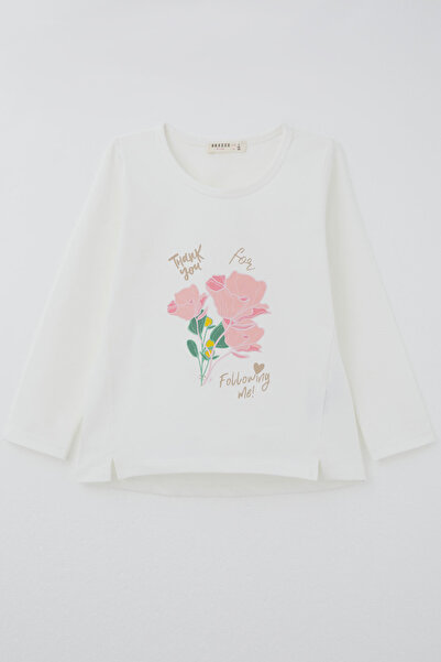 Breeze Girl's Long Sleeve T-Shirt with Floral Print and Slits on the Sides, A...