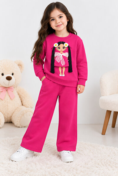 DUBAİ ÇOCUK Girl's Baby Figure 2-Piece Sweatshirt and Wide-Leg Pants Set, Age...