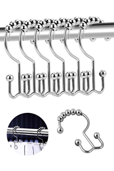 Generic 6PCS Shower Curtain Hooks,Double Sided Shower Curtain Hooks Rust Proo...