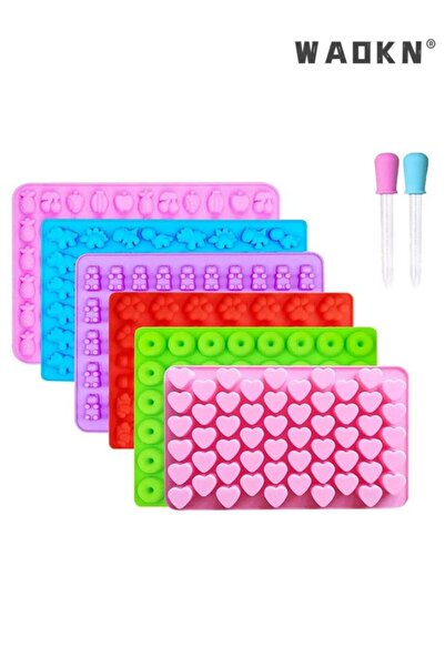 Generic 8 PCS Silicone Gummy Candy Molds, Mini Sized Non-stick Flexible Multi...