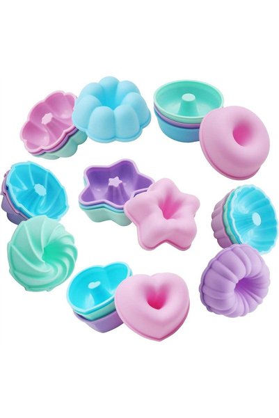 Generic 24Pcs Non-Stick Silicone Donut Molds, 2.75 Inch Reusable Baking Cups,...