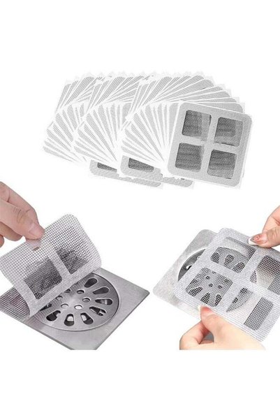 Generic 100 Disposable Shower Drain Mesh Stickers, 10x10cm Hair Catcher Floor...