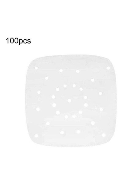Generic 100-Piece Perforated Square Non-Stick Air Frying Paper White 7inch