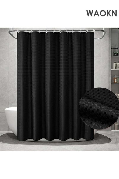 Generic Shower Curtains, 90 X 180cm Waffle Textured Heavy Duty Thick Fabric B...
